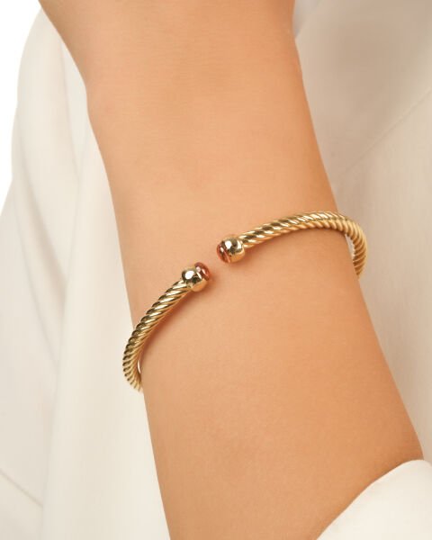 Cetaş Twist Koleksiyonu 14 Ayar Citrine Taşlı Altın Kelepçe