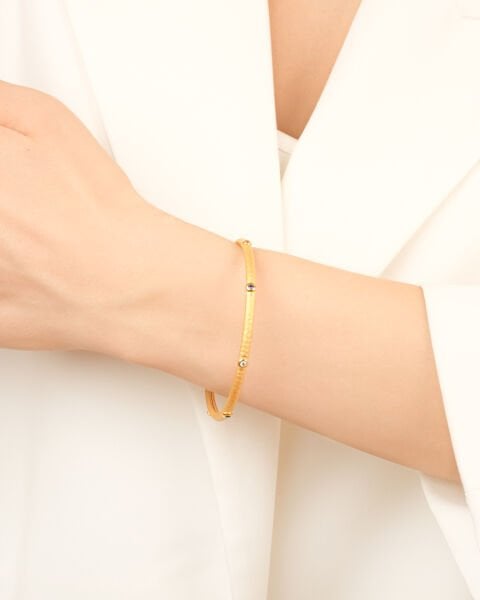 22 Ayar Altın Renkli Taşlı Tasarım Bilezik