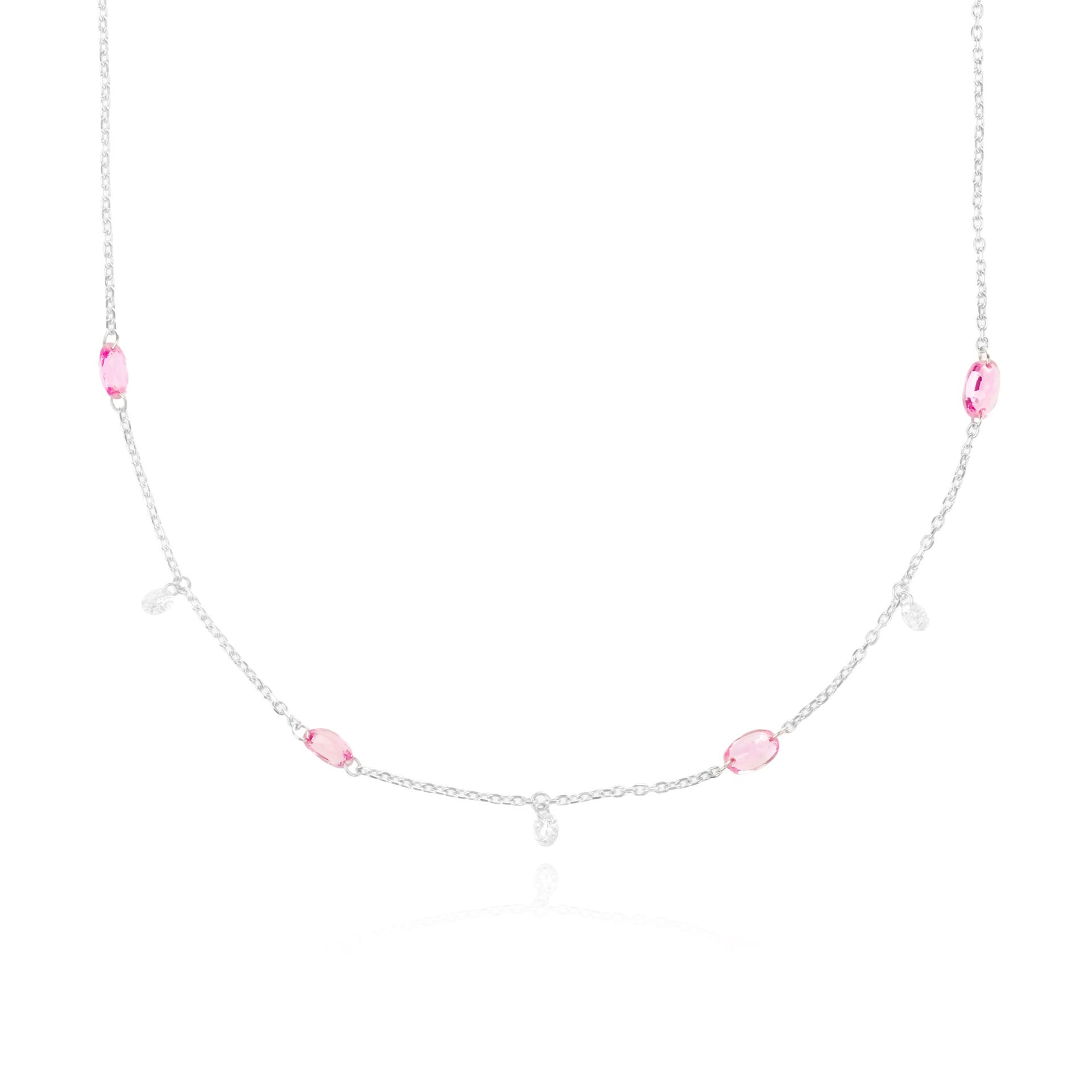 14 Ayar Altın Fancy Pink Pırlanta Kolye