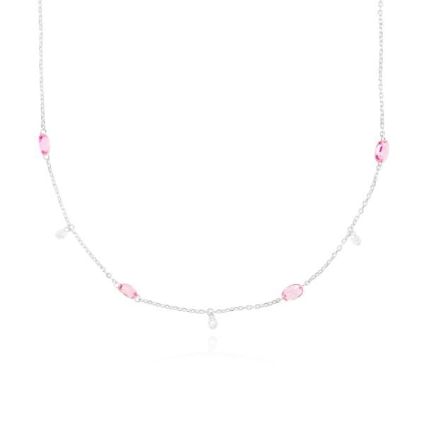 14 Ayar Altın Fancy Pink Pırlanta Kolye