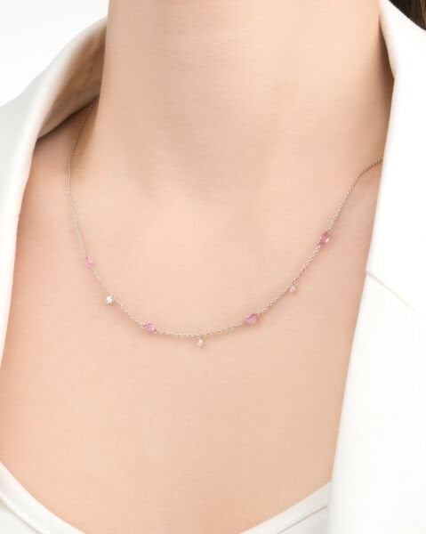 14 Ayar Altın Fancy Pink Pırlanta Kolye