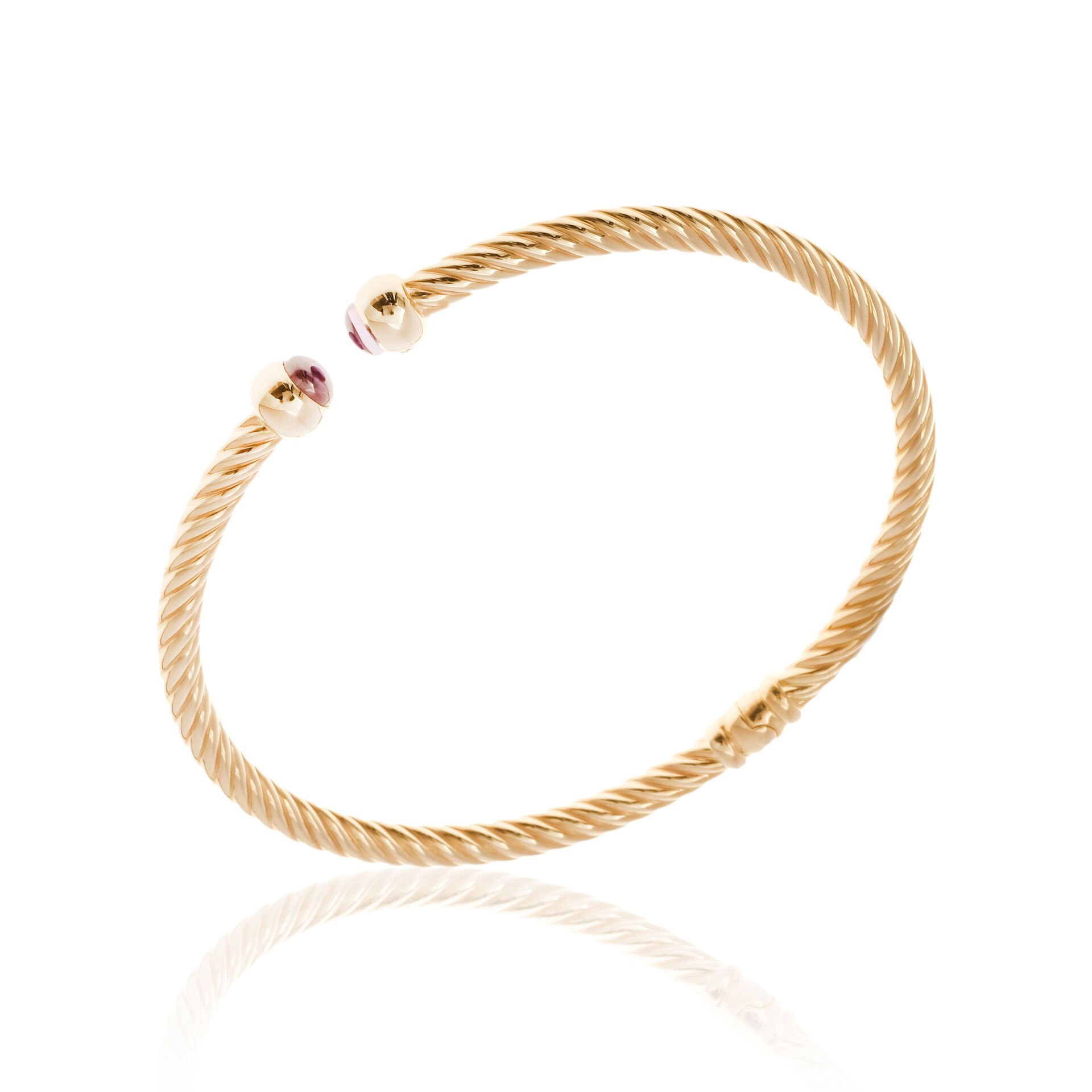 Cetaş Twist Koleksiyonu 14 Ayar Ametist Taşlı Altın Kelepçe