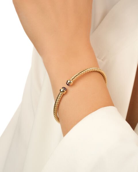 Cetaş Twist Koleksiyonu 14 Ayar Ametist Taşlı Altın Kelepçe