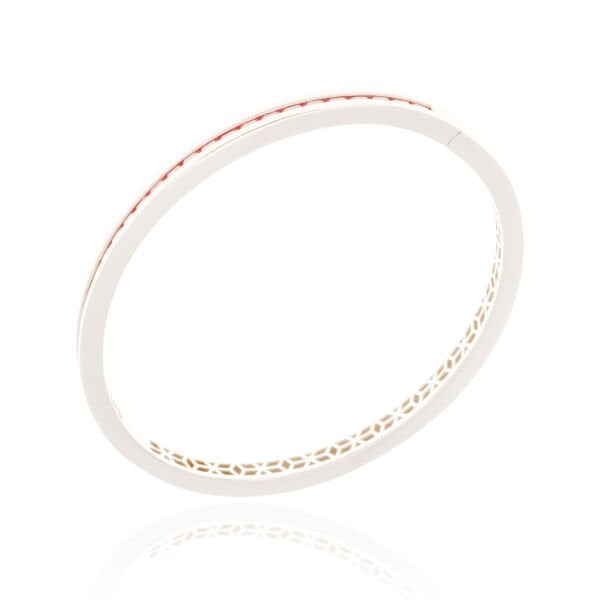 Cetaş Eterna 14 Ayar Beyaz Altın Yakut Taşlı İnce Kelepçe