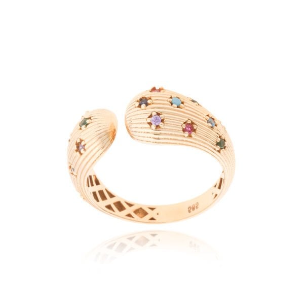 14 Ayar Altın Doğal Taşlı Tasarım Yüzük