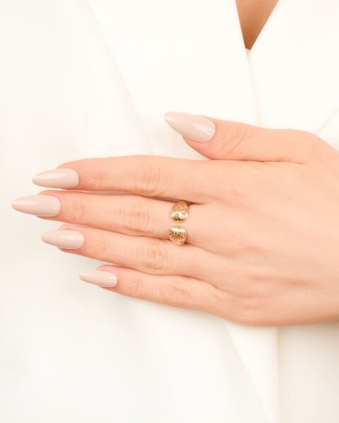 14 Ayar Altın Doğal Taşlı Tasarım Yüzük