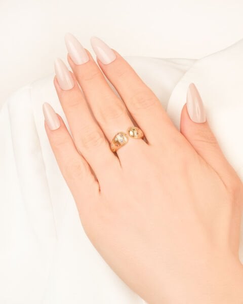 14 Ayar Altın Doğal Taşlı Tasarım Yüzük