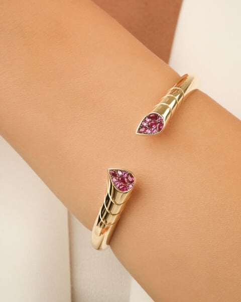 Cetaş Eterna Damla Form Yakut Taşlı Altın Kelepçe