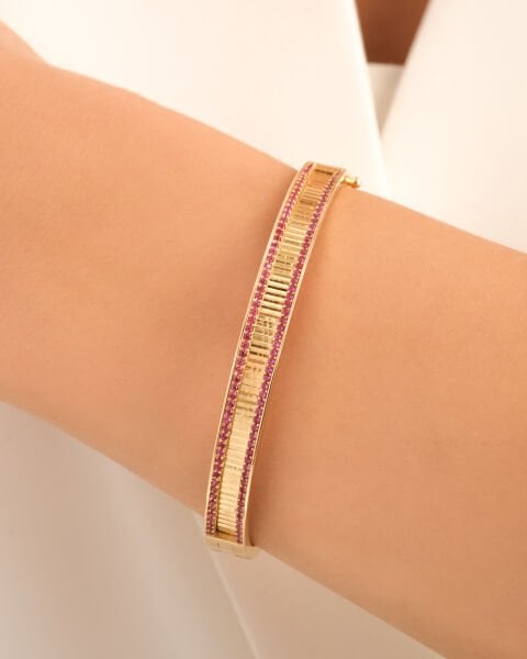 Cetaş Eterna 14 Ayar Altın Taşlı Kelepçe