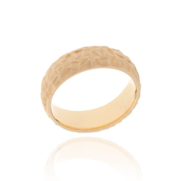 14 Ayar Altın Desenli Mat Erkek Alyans