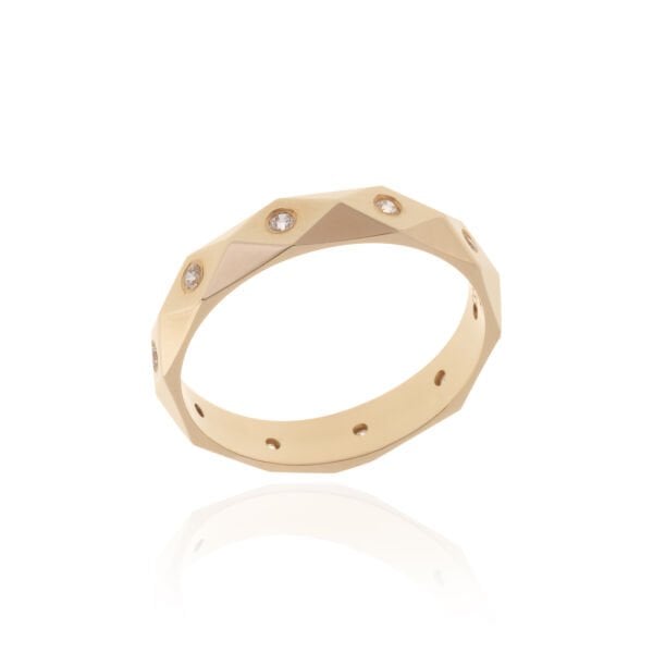 14 Ayar Altın Taşlı Prizma Model Kadın Alyans