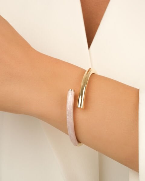 Cetaş Eterna Pembe Sedef Mineli 14 Ayar Altın Kelepçe