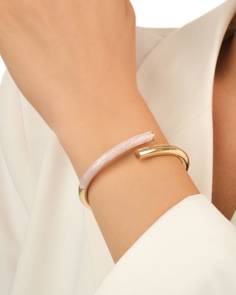 Cetaş Eterna Pembe Sedef Mineli 14 Ayar Altın Kelepçe