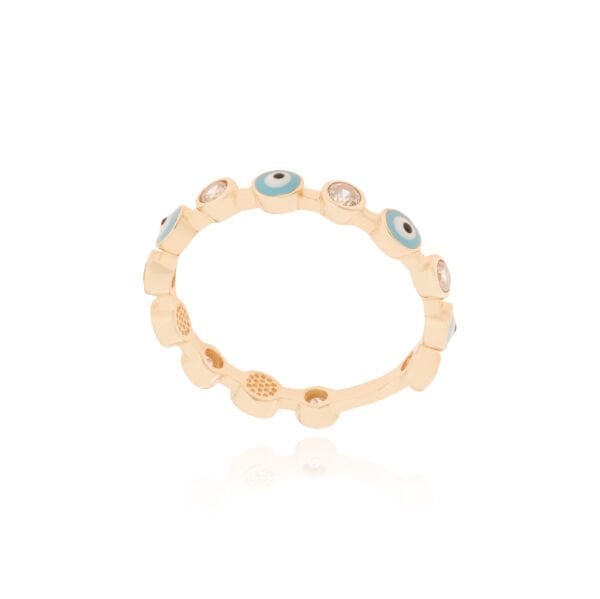 14 Ayar Altın Nazar Mineli Taşlı Yüzük