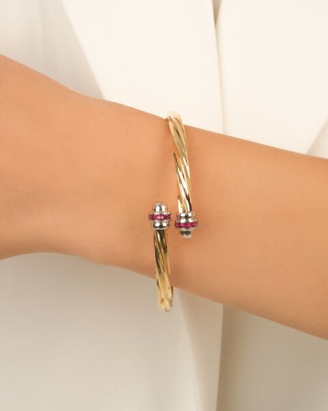 Cetaş Eterna Yakut Taşlı Burgu Formlu Kelepçe