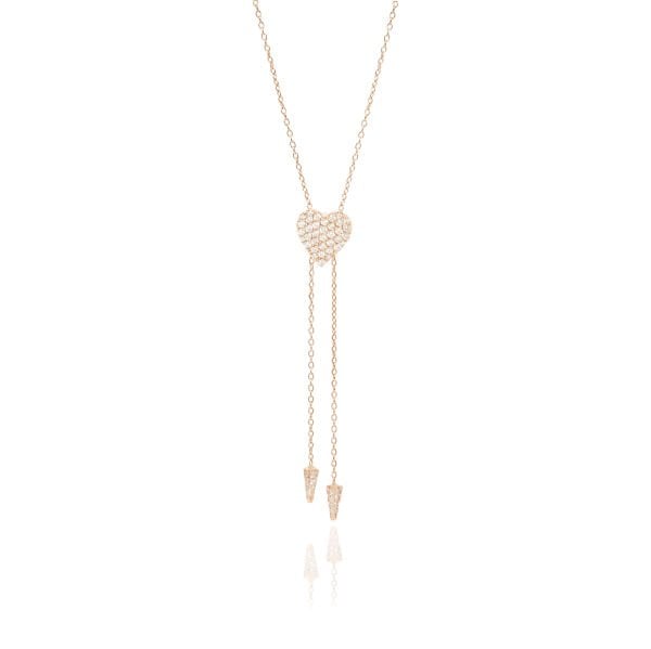 Pırlanta Kalp Figürlü Sallantılı Tasarım Kolye