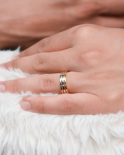 14 Ayar Altın İki Renk Erkek Alyans