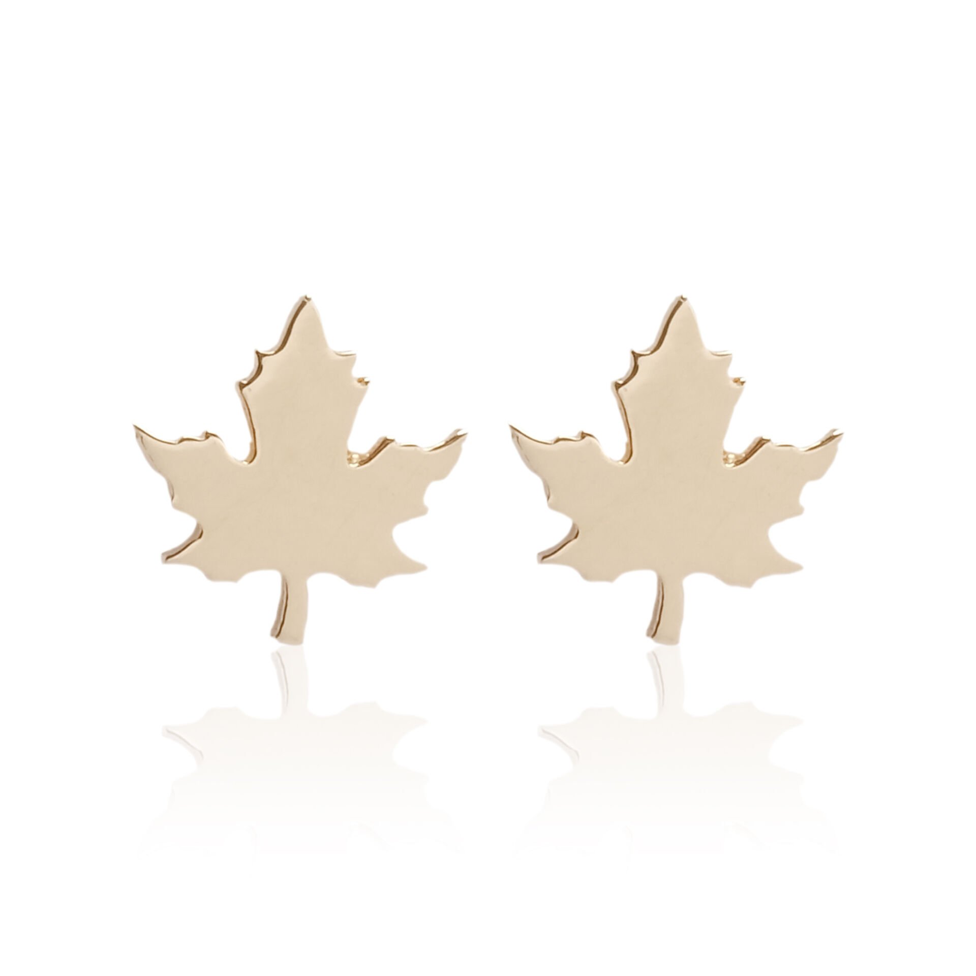 14 Ayar Altın Çınar Yaprağı Küpe