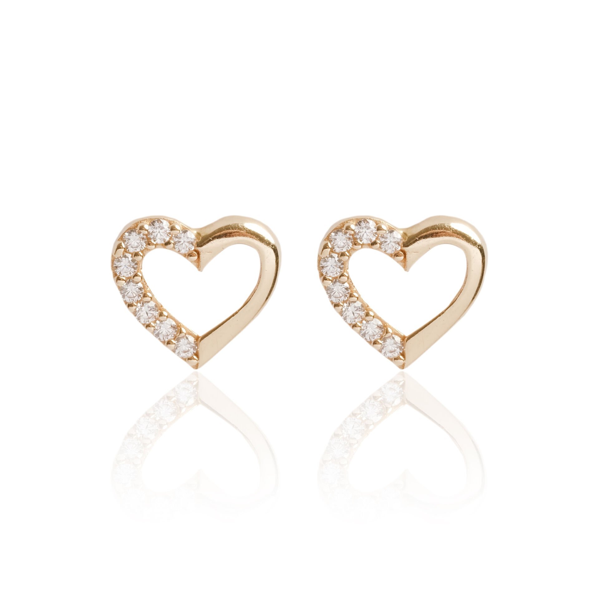 14 Ayar Altın Taşlı Kalp Küpe