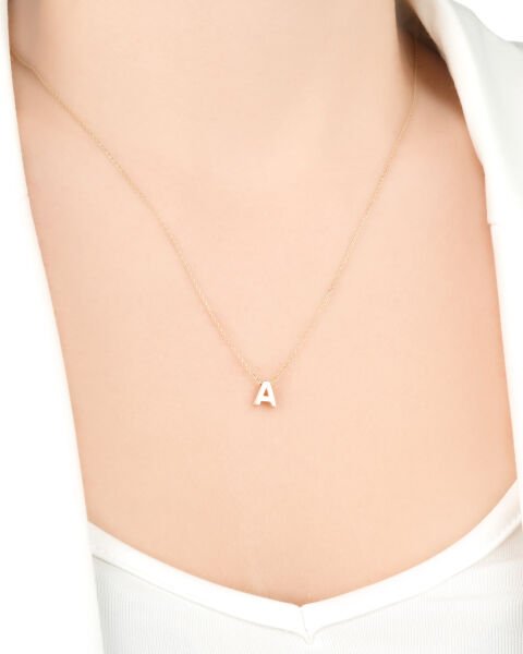 14 Ayar Altın A Harfi Kadın Kolye