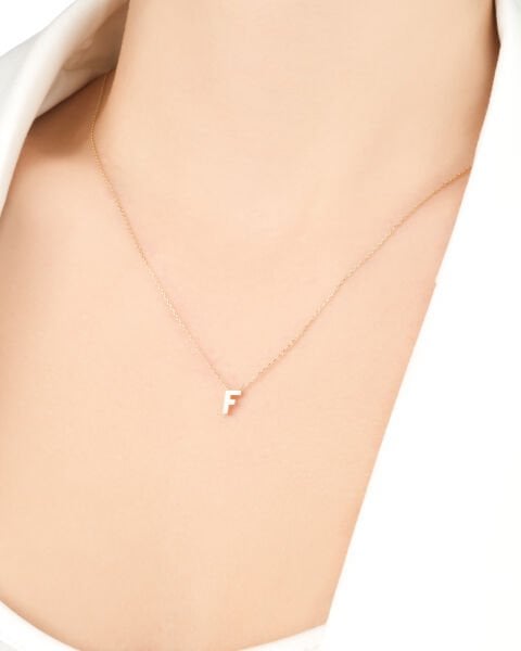 14 Ayar Altın F Harfi Kadın Kolye