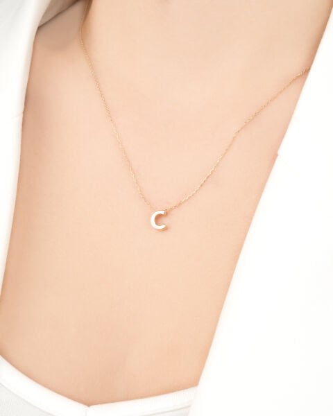 14 Ayar Altın C Harfi Kadın Kolye