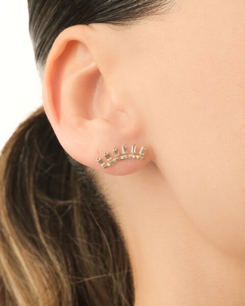 14 Ayar Altın Kırpık Taşlı Minimal Küpe