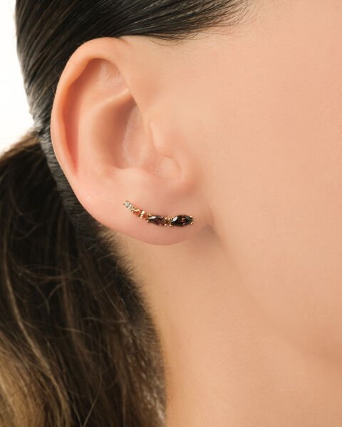 14 Ayar Altın Taşlı Küpe