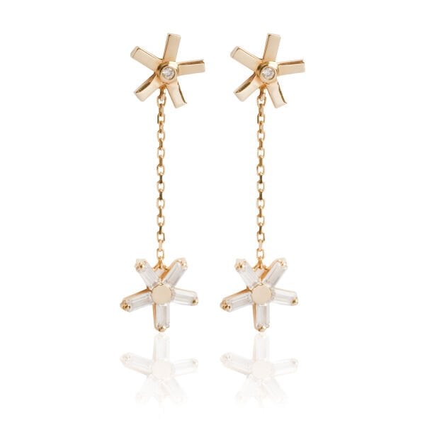 Roberto Bravo 14 Ayar Altın Taşlı Çiçek Küpe