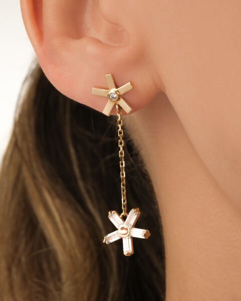 Roberto Bravo 14 Ayar Altın Papatya Figürlü Taşlı Küpe