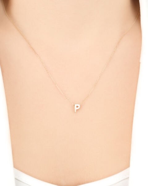 14 Ayar Altın P Harfi Kadın Kolye