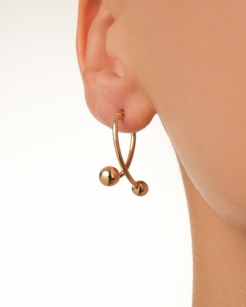 14 Ayar Altın Top Figürlü Halka Küpe