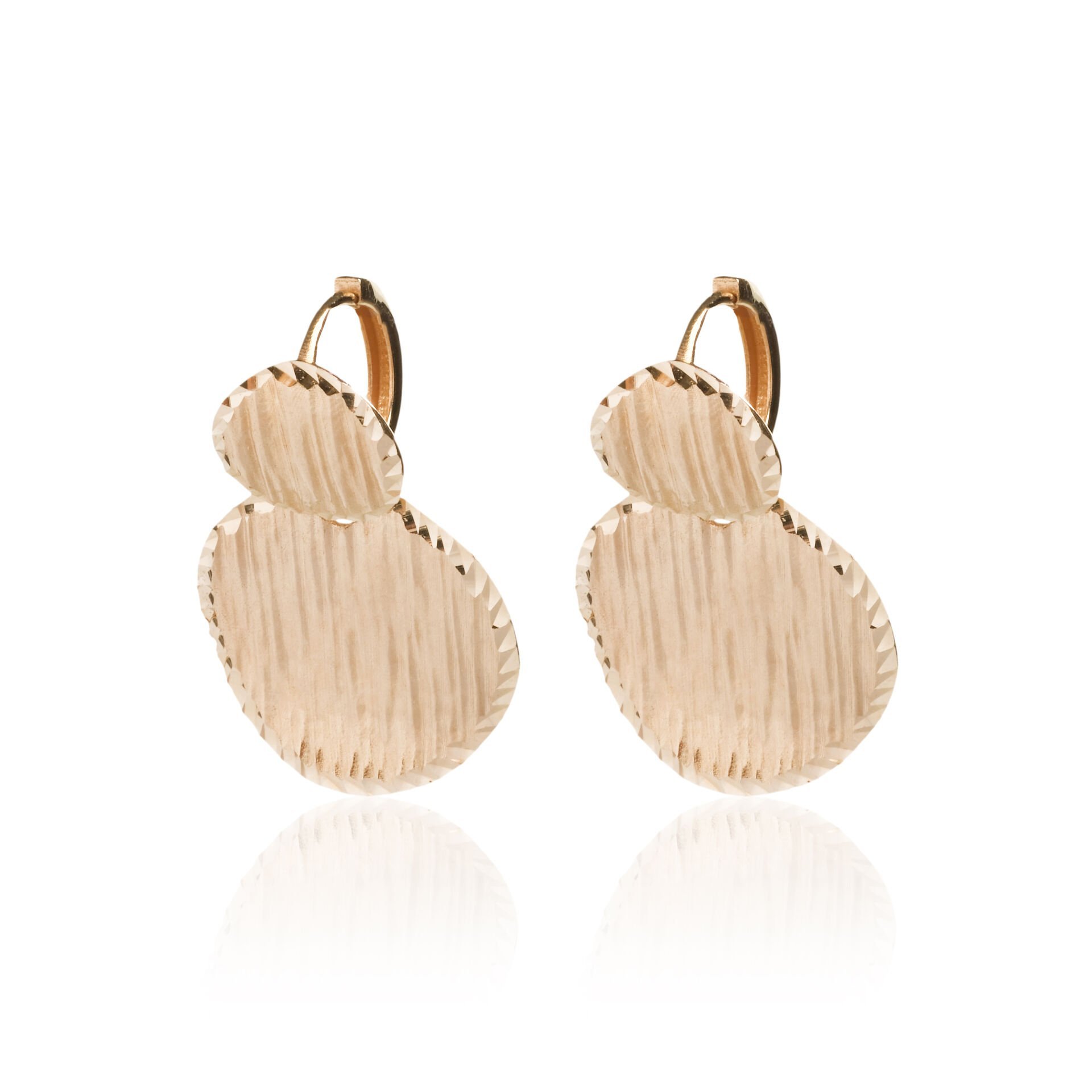 14 Ayar Altın Lazer Kesim Yuvarlak Küpe