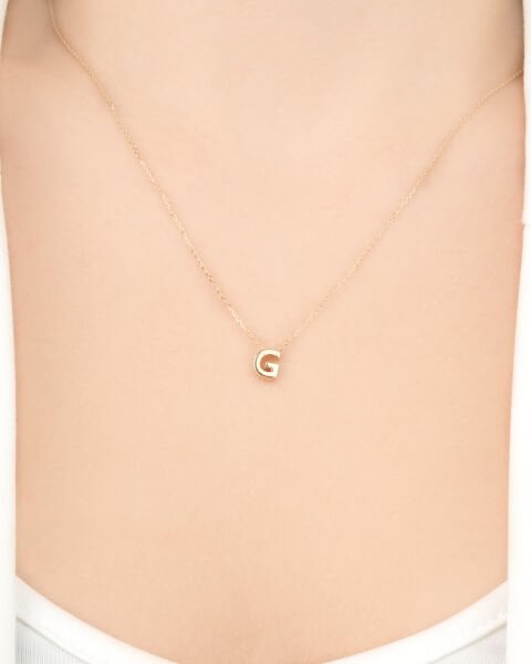14 Ayar Altın G Harfi Kadın Kolye