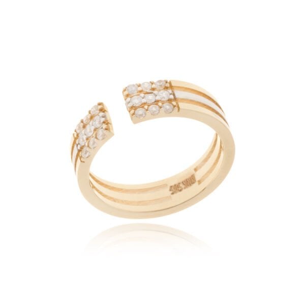 14 Ayar Altın Üç Sıra Taşlı Kadın Alyans