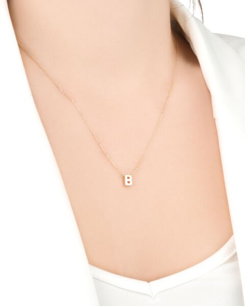 14 Ayar Altın B Harfi Kadın Kolye
