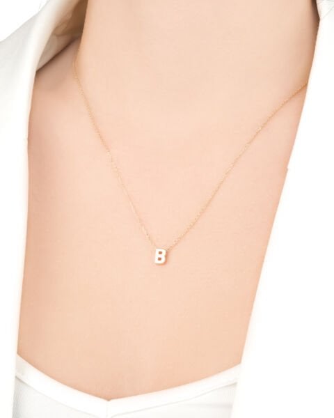 14 Ayar Altın B Harfi Kadın Kolye