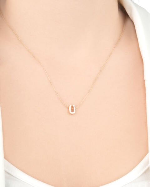 14 Ayar Altın Ü Harfi Kadın Kolye