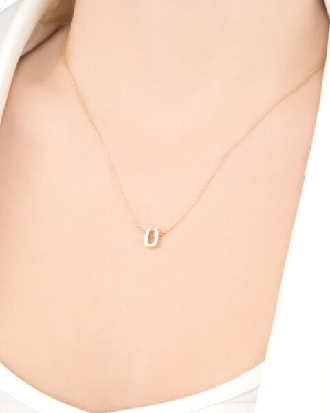 14 Ayar Altın Ü Harfi Kadın Kolye