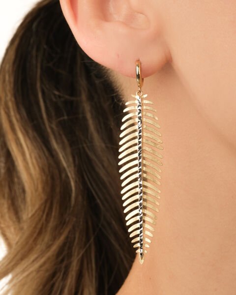 Roberto Bravo 14 Ayar Altın Sallantılı Palmiye Küpe