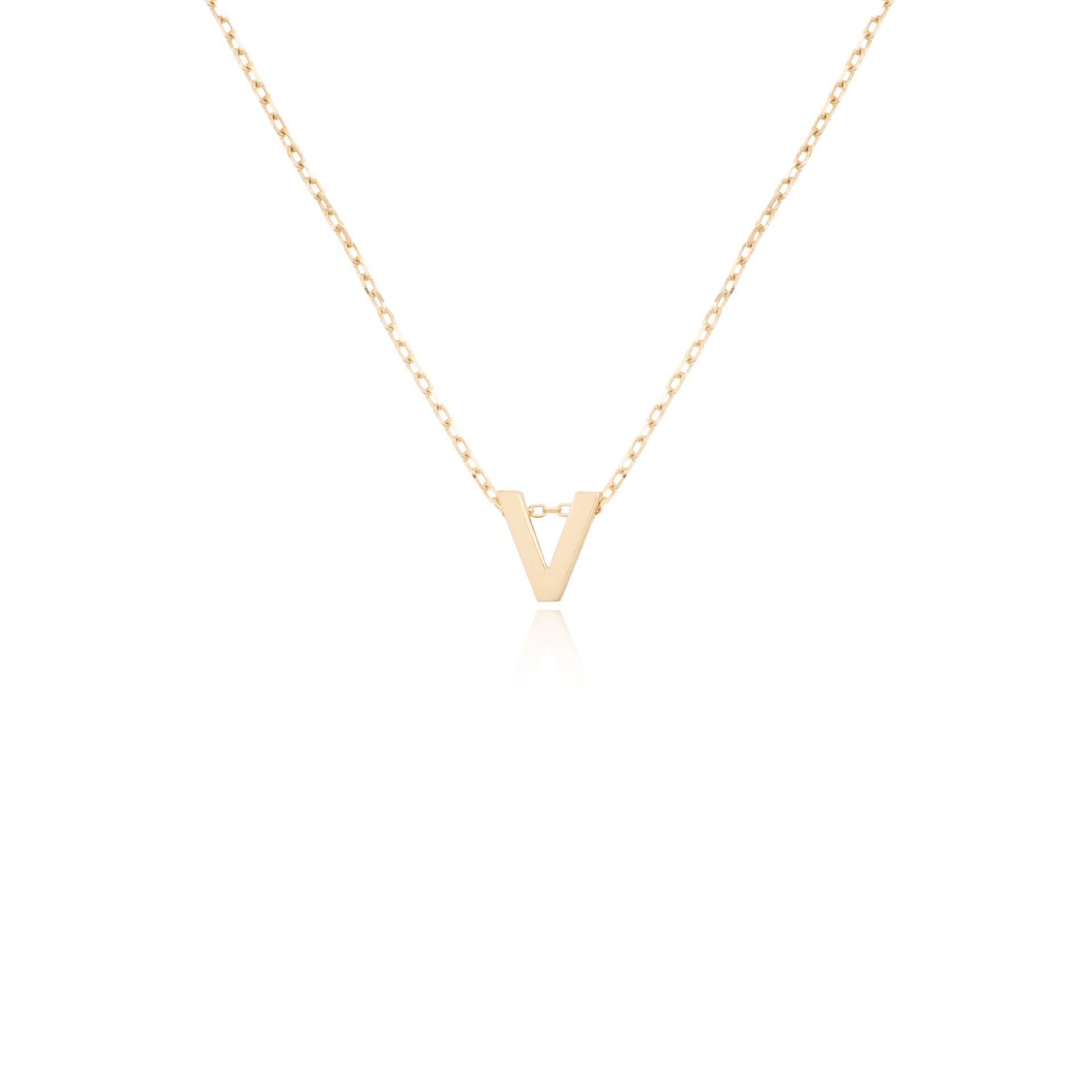 14 Ayar Altın V Harfi Kadın Kolye