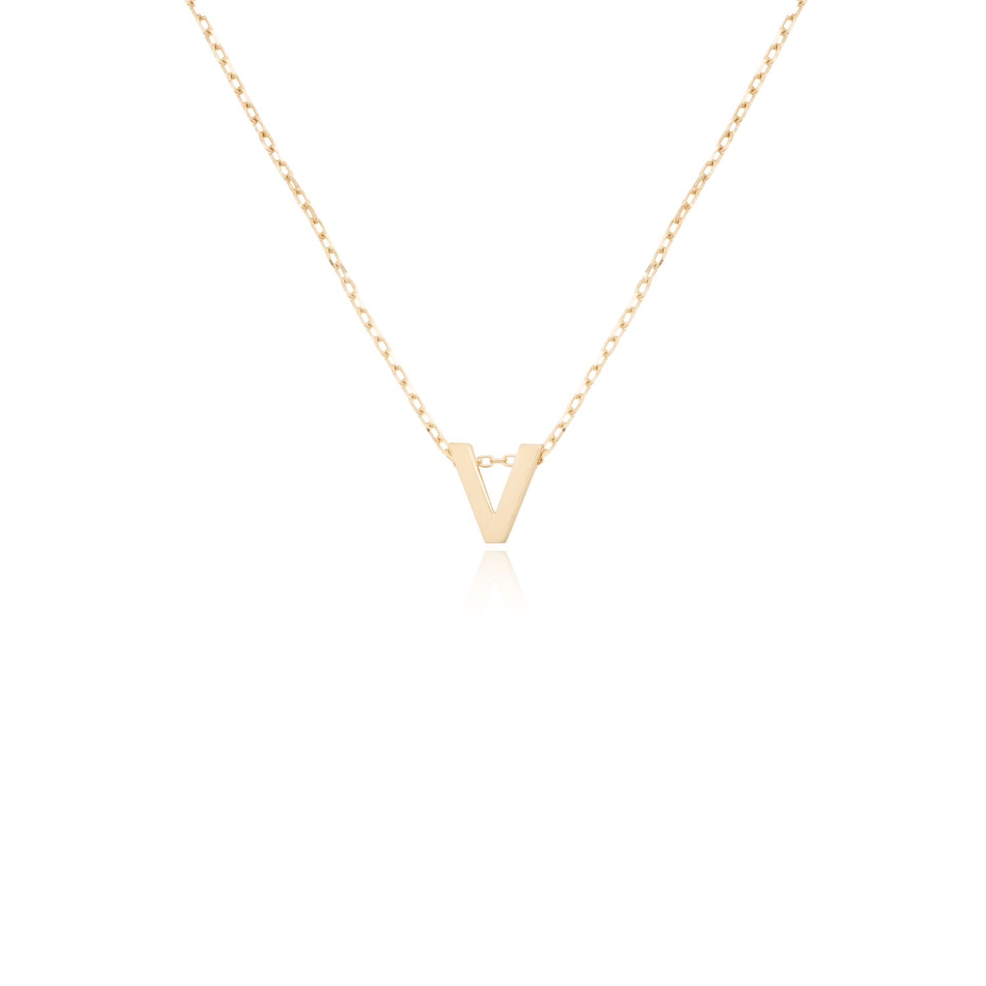 14 Ayar Altın V Harfi Kadın Kolye