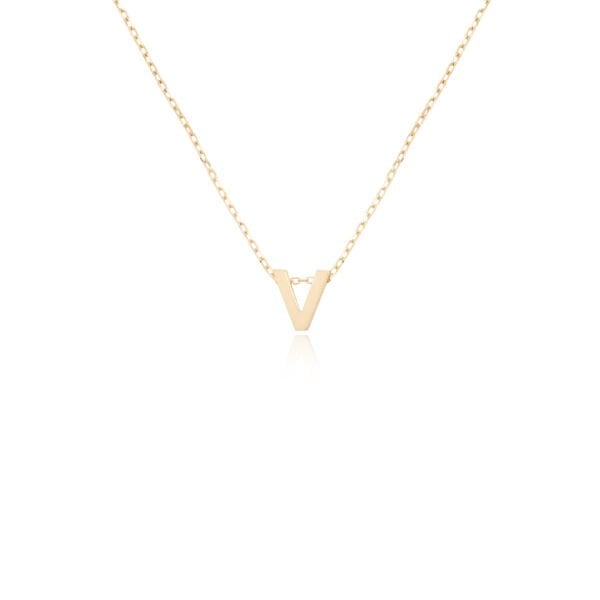 14 Ayar Altın V Harfi Kadın Kolye
