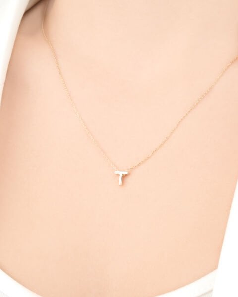 14 Ayar Altın T Harfi Kadın Kolye