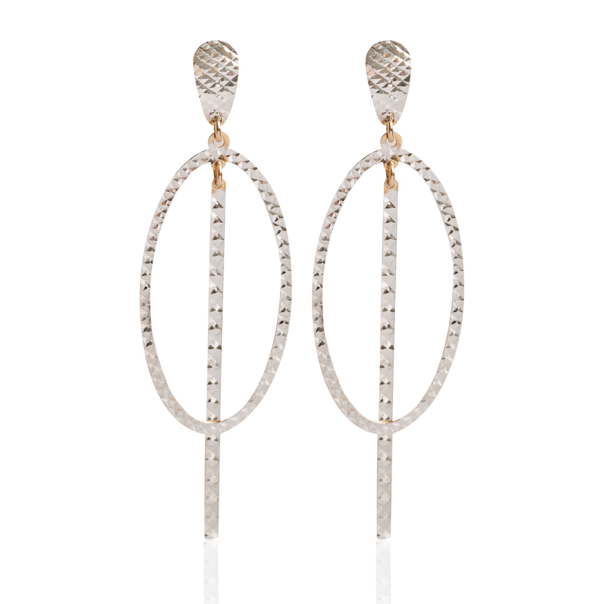 14 Ayar Beyaz Altın Tasarım Küpe