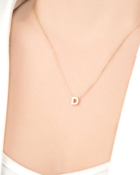 14 Ayar Altın D Harfi Kadın Kolye