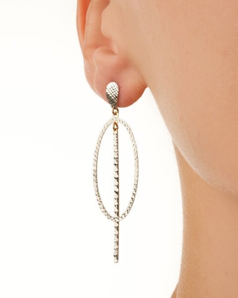 14 Ayar Beyaz Altın Tasarım Küpe