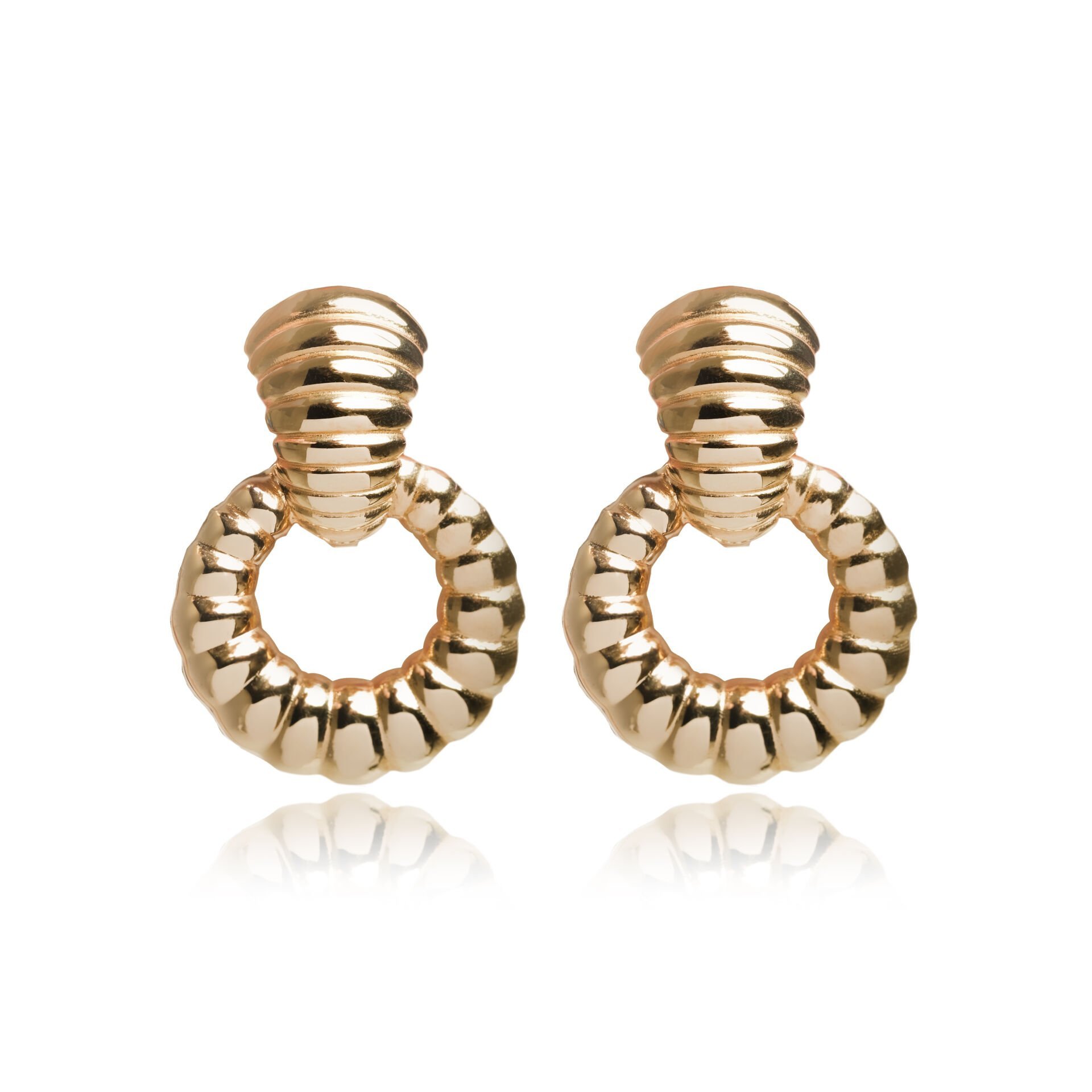 14 Ayar Altın İstiridye Halka Küpe