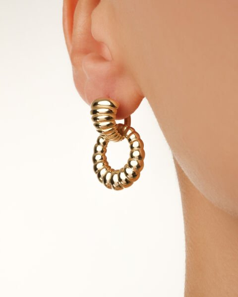 14 Ayar Altın Yuvarlak Formlu İstiridye Küpe – Özgün Tasarım