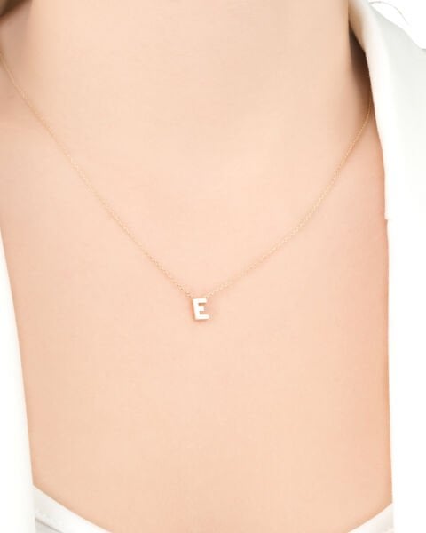 14 Ayar Altın E Harfi Kadın Kolye